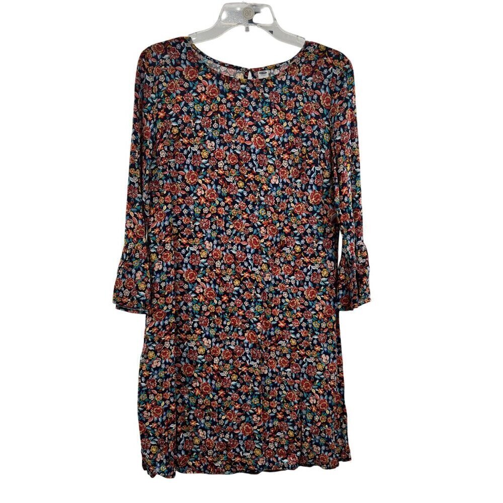 Old Navy Women's Floral 3/4 Sleeved Shift Dress Size Small Knee Length New